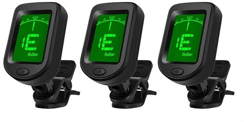 Gitarren-Stimmgerät zum Anklippen, digitales Stimmgerät für Akustikgitarre, elektronische Gitarre, Bass, Violine, Ukulele und Saiteninstrumente, 3 Stück