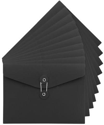 10 Stück A5 Dokumententasche Präsentationsmappe Mappen Pappe Aktenordner Sammelmappe Kraftpapier Umschläge Organisation mit Externe Taste Wickeldichtung Design Brieftasche Umschläge für Büro Schule