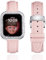 BINLUN Leather Strap Compatible with Apple Watch 41mm 40mm Genuine Leather Band with Glitter Diamond Rhinestone Case Compatible with iWatch Straps Series 9/8/7/SE2/SE/6/5/4 for Women（40mm，Pink）