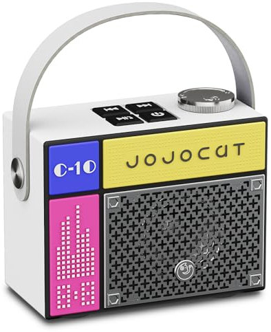 heetipuk Mini Bluetooth Speaker Wireless, 5W Loud Portable Small Bluetooth Speaker with SD Card Slot & 1800mAh Rechargeable Battery Up to 8 Hours, Type-C, Hands-Free Calls, Cyberpunk Style-White