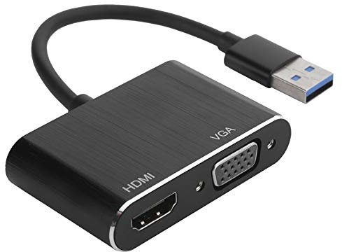 Adaptador USB a HDMI VGA, Convertidor USB 3.0 a HDMI 1920 X 1080P, Adaptador de Vídeo USB a HDMI y VGA Hembra de 5 Gbps, Plug and Play