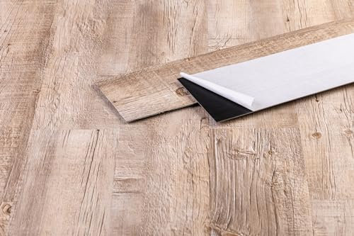 PVC Bodenbelag Vinylboden Selbstklebend BUCHE ALBACETE - 15,24 x 91,44 cm (16Stk./2,23 m²) - Selbstklebende Vinylplanken, Laminat Dielen – Gewaschen, Rutschfest, Wasserfest