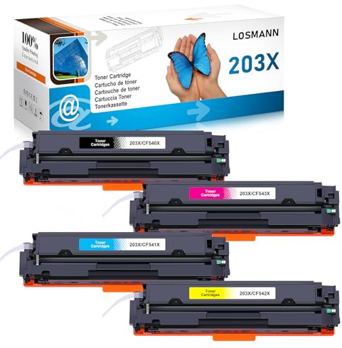 LOSMANN 203X Toner Kompatibel für HP 203X 203A CF540X CF541X CF542X CF543X für HP Color Laserjet Pro MFP M281fdw M281fdn M281cdw M280nw M254dw M254nw M254dn (Schwarz Cyan Gelb Magenta, 4er-Pack)