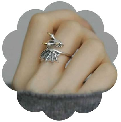 Inilbran Punk Fliegender Drache Finger & Offener Silber Drache Wrap: Frau & Mädchen Schmuck