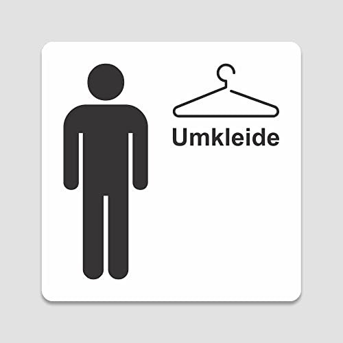 PVC Aufkleber Schild - Eckig 12 x 12 cm - Selbstklebend - Weiß - UV beständig - Für Innen und Außen (Umkleide Herren)