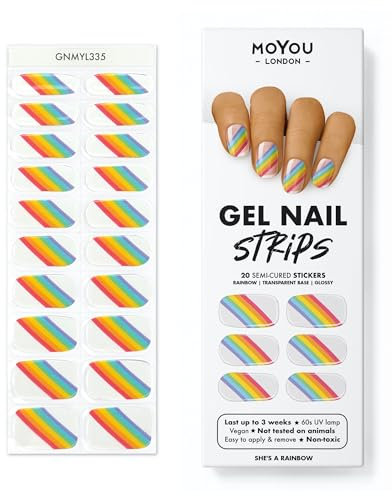 MOYOU London Semi Cured Gel Nail Strips - 20 Pcs. Spring Nail Wraps for Salon-Quality Manicure - Works with Any UV Lamp - Easy to Apply, Trim, & Remove Gel Stickers