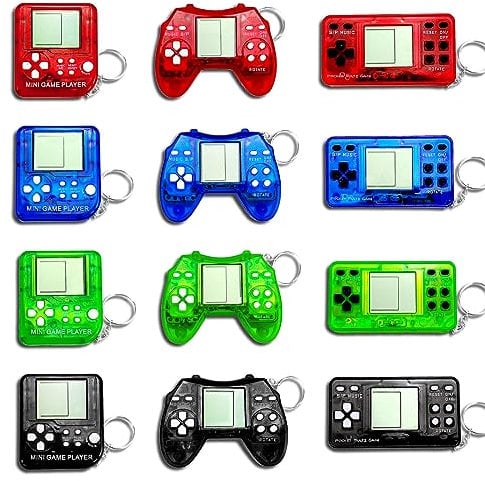 SJOAUET Video Game Party Favors, 12Pcs Video Game Keychain, Birthday Gaming Party Gifts, Mini Game Console for Kids Classroom Prizes, Goodies Bags Stuffer, Backpack