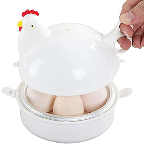 Microwave Egg Maker, Long Lasting Egg Poacher, 4.7 * 3.5inches Hard Boiled Eggs, Durable Poached Eggs With 4 Steamed Egg Spaces, Stainless Steel Eggs Boiler Steamer, Small Egg Maker for Boiled Eggs