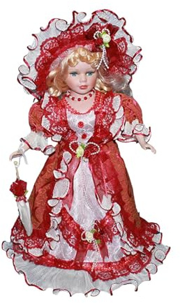 NeaxgeandX 40cm Miniatur Porzellan Figuren für Ornament Geburtstag Puppenhaus Deko Rot