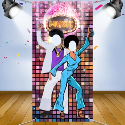 KALUROIL Retro Foto Hintergrund, 70er Jahre Tanzen Party Dekoration, Disco Party Dekoration Lieferung, 70er Jahre 80er Jahre 90er Jahre Tänzer Hintergrund für Disco Thema Party (35x71in)