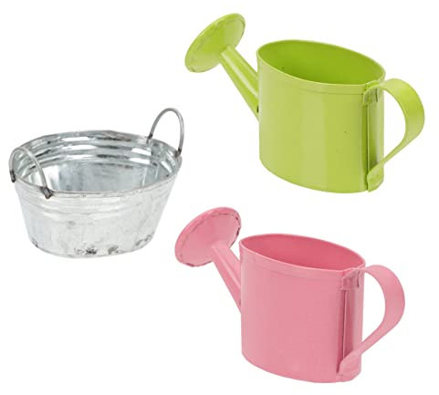Milisten Lot De 3 Mini Pots Darrosage en Métal pour Maison De Poupée Modèles De Paysage Miniatures pour Garçons Et Filles Ensembles De Jeu
