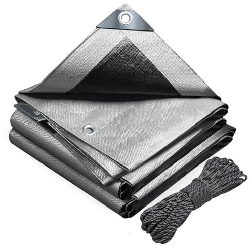 VOUNOT® Bâche de Protection en Polyéthylène 180g/m² Bâche Imperméable Ultra Lourde et Résistante Revêtue des Deux côtés avec Oeillets en Aluminium Couverture Étanche pour Jardin et Piscine Gris 4x6m
