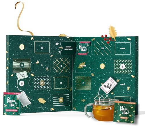 Panda tea - Calendrier de l’Avent 2024 Thés et Infusions pour Noël - Coffret Cadeau thé et infusions - Assortiment de 24 sachets Mousselines - Idées Cadeaux Femme & Homme