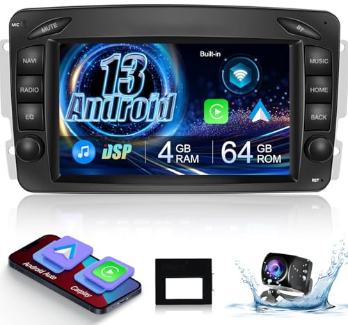 NHOPEEW 4+64G Android Autoradio für Mercedes Benz CLK W168 W203 W209 W639 Vaneo W463 C208 W208 W170-7 Zoll Autoradio mit Carplay Android Auto GPS WiFi FM RDS EQ + Rückfahrkamera