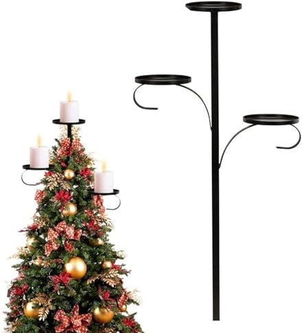 Black Triple Tree Topper - Christmas Tree Topper with Candle Holder (90 CM)