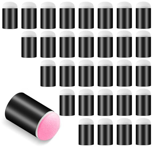 HekouJiub 30 Pcs Face Paint Sponges,Sponge Fingers,Daubers Black Finger Painting Sponge Craft Drawing Sponges for Painting Stamping Ink Fingers Drawing