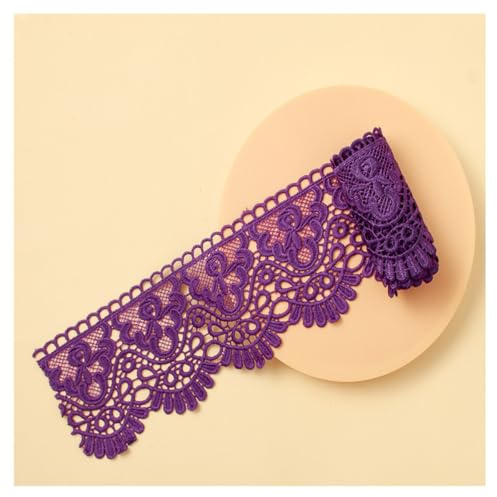 GreatRise 10 cm, ricamo in pizzo solubile in acqua, ricamato, vintage, bordatura in seta latte, bordatura in pizzo, per tende, tovaglie, vestiti, viola profondo, 10 cm x 2 yards