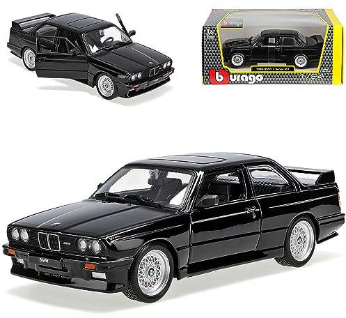 alles-meine.de GmbH B*M*W 3er E30 M3 Coupe Schwarz 1982-1994 1/24 Burago Modell Auto mit individiuellem Wunschkennzeichen