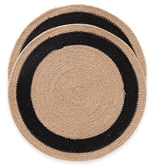 Salvamanteles Individuales Redondos Lavables, Salvamantel Yute, Natural Hecho a Mano, 38x38 cm Pack 2 Unidades