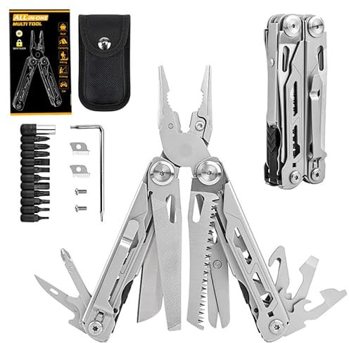 Multiherramienta – Alicates Multiusos, Navaja Multiusos, Multiherramienta 16 en 1 con Navaja de 7 cm, Destornilladores, Cortadores y Tijeras – Herramienta de Camping, Senderismo y Supervivencia