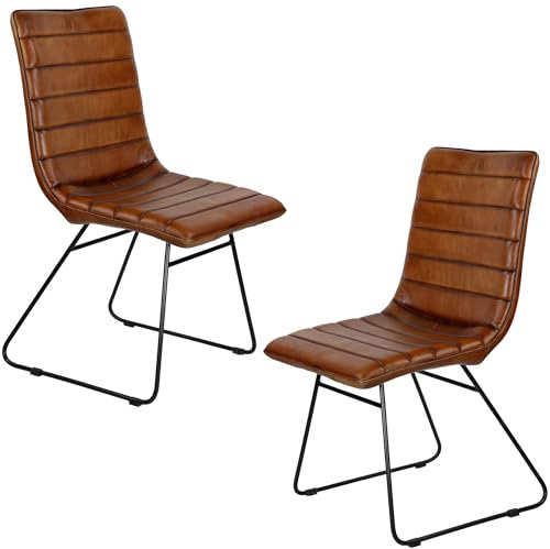 Casa Moro Polsterstuhl Konferenzstuhl Stühle Esszimmer 2er Set Lederstuhl Braun Besucherstuhl Wartezimmerstühle Echtleder Stuhl Modern