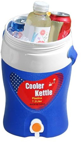 Dispensateur de boissons à eau de refroidisseur de sport portable, distributeur de boissons thermiques - Dispensateur de boissons chaudes et froides avec robinet - Buvez la cruche avec une poignée, un