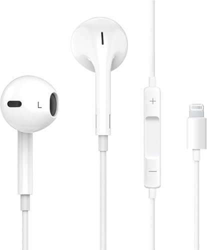 Everdigi iPhone Earbuds Headphones, Wired Earphones with Lightning Connector (Built-in Microphone & Volume Control) Noise Canceling Isolating Headphones for iPhone 14/13/12/11/SE/X/XR/XS/8/7 -White