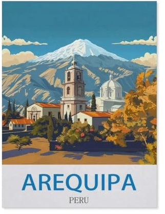 Klassisches Puzzle 1000 Teile,Arequipa, Peru – Vintage Reiseplakat,Kind Oder Einen Freund,1000 Piece(38x26cm)-CZ89