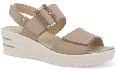 Melluso 019227Z Sandalo Donna Comodo col Corda in Vera Pelle con Strappi Zeppa Comoda Plantare Estraibile Corda 38