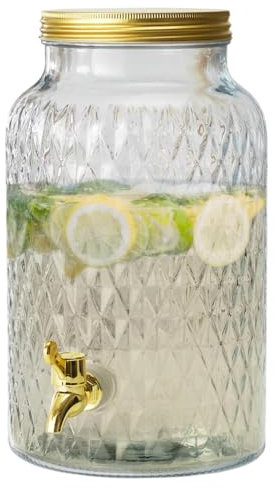 OTIX Getränkespender Limonadenspender mit Hahn Glas Gold 6L Wasserspender