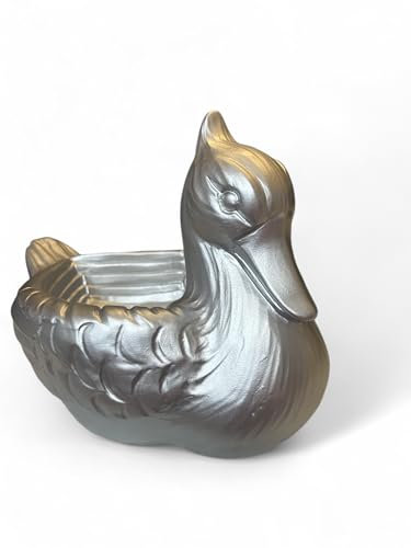 Sparfroh Pflanzschale Ente - 35cm Silber