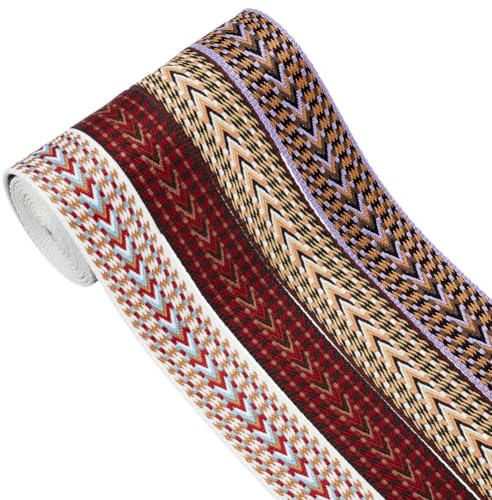 CRAFTYMELODY 8 Yards 4 Farben Gestreiftes Gurtband 1 1/2 Zoll Pfeilmuster Polyesterband Pfeilgemustertes Gurtband Jacquardbänder