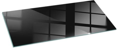 Kaminofen Glasplatte 125x50 cm Funken- und Kratzfest Rechteckig Bodenplatte Kaminglas für Kamin Funkenschutzplatte Gehärtetem Glas Ofenglas Kaminplatte - Farbe: Schwarz