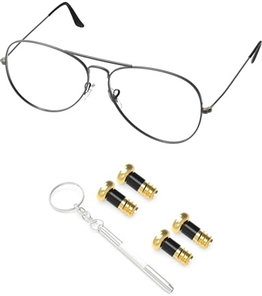 PapaViva 2 Pairs Replacement Temple Screws Set for Ray-Ban RB2447/RB3447/RB3256/RB3509/RB3528/RB3342/RB3393/RB3476/RB3561 Sunglass - Gold (Flat Phillips)