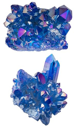 TOYANDONA Dekorative Kristallsteine 2 Stück für Schmuckherstellung Blaue Kristallcluster aus Naturkristall 2stücke Kristallsteine und Wohnkultur für Sammler