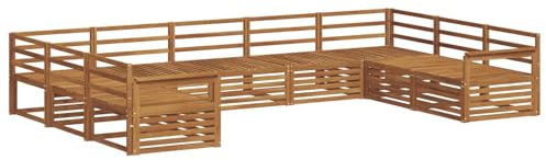 vidaXL Sofagarnituren 9 pcs Natur Massivholz Akazie, Gartenmöbel, modernes Outdoor-Sofa, Robustes Set, Lounge-Sitz, Terrasse, Komfort für Dein Zuhause