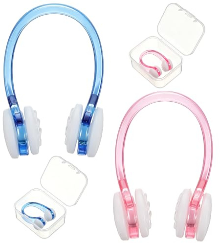 HJZHII 4Pcs Swimming Nose Clips, Soft Silicone Swim Nose Plugs | Non-Slip Waterproof Swimming Noses Clip with Storage Cases for Adults Children Pool Training Diving Swimming Water Sports