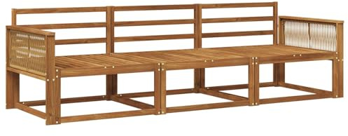 vidaXL Outdoor-Sofagarnitur 3 pcs Natur Massivholz Akazie, Akazienholz Sofa Set für draußen, modernes Loungemöbel, Flexibler Gartenplatz, wetterfeste Einrichtung