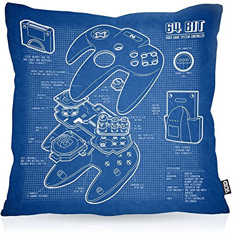 VOID N64 Controller Kissenbezug Kissenhülle Outdoor Indoor 64-Bit Videospiel, Kissen Größe:40 x 40 cm