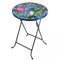 Folding Glass Garden Side Table Outdoor Patio Decking Hand-Painted Hummingbird Design
