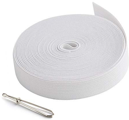 FEPITO 6.6 Yards/ 6 Meters Flat Elastic Bands Spool Sewing Band Flat Elastic Cord 20mm Wide,White