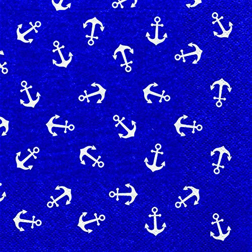 20 Servietten Kleine Anker auf blau/Maritim/See/Meer 33x33cm