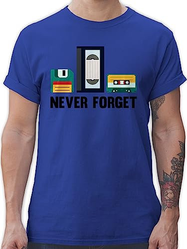 T-Shirt Herren - Nerd Geschenke - Never Forget - M - Royalblau - geekshirt zocker Tshirt nerdige Shirts zocken Shirt Gaming-Shirt Gamer für männer Geschenk Geek Tshirts Games Nerds Oberteil Herr
