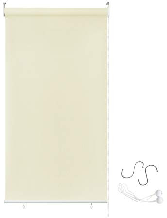 AUFUN Außenrollo Balkon Outdoor Rollo Wetterfest 100 x 240 cm Outdoorrollo Sonnenschutz Balkonrollo UV Schutz, Reflektierende Thermofunktion für Fenster & Türen, Beige