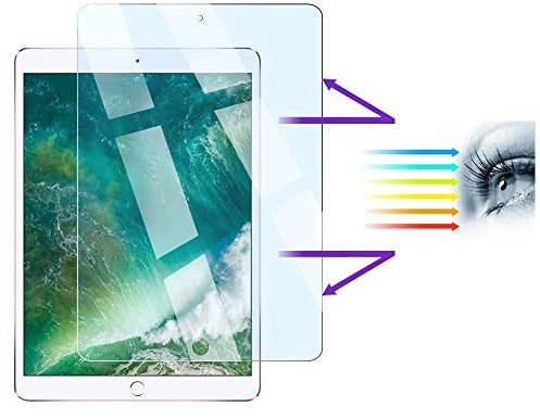 FiiMoo Anti Blue Light Protector de Pantalla Compatible con iPad Air 1 / Air 2/ iPad Pro 9.7 Inch, [Alivie la Fatiga Ocular] [Bloquea la luz Azul dañina excesiva y los Rayos UV] [Dureza 9H]
