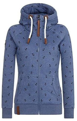 Newbestyle Jacke Damen Sweatjacke Hoodie Sweatshirt Oberteile Damen Pullover Kapuzenpullover Pulli mit Reissverschluss,Blue,XL