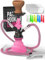 Cachimba Shisha - Shisha Cachimba completa 2 Tubos- 30 cm Mini Cachimba 2 Tubos Cachimba Set con 50x láminas, cazoleta cachimba 10x puntas 2x boquilla 2x tubo hookah boquillas portátil (Rosa)