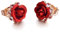 Vissen Boucles d'oreilles Clou Femme Fleur Rouge Plaqué or rose Puces d'oreilles Strass Bijoux mariage
