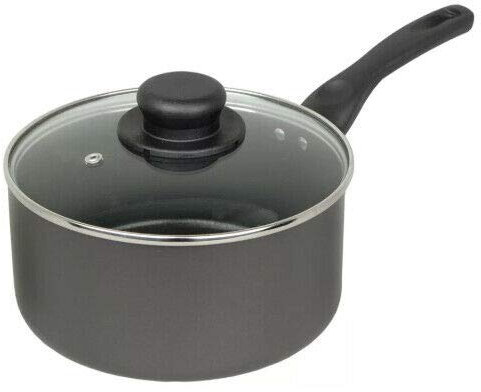 18CM Milk PAN + Glass LID Sauce Pot Tea Handle Kitchen Non Stick COOKWARE New