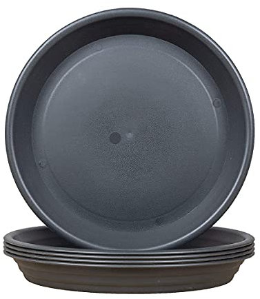 LIKOSO Juego de 5 Platos para Macetas, Gris Platillos Mandejas de Goteo Plástico para Plantas de Flores de Jardín Interior y Exterior - 14 cm